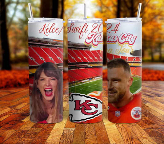#1 Chiefs 20 Ounce Double Wall Insulated Tumbler Swift/Kelce