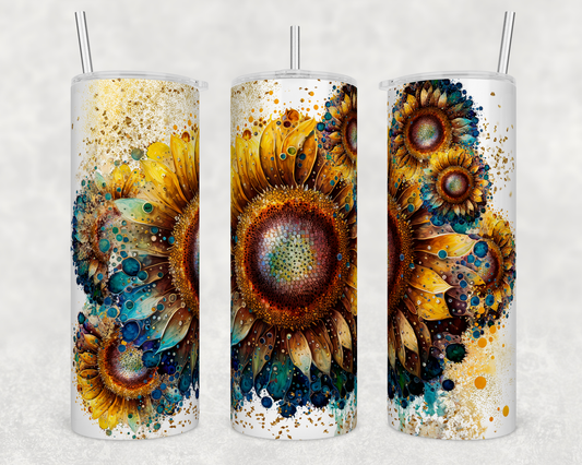 1044 Large Center #Sunflower #Alcohol Ink Design