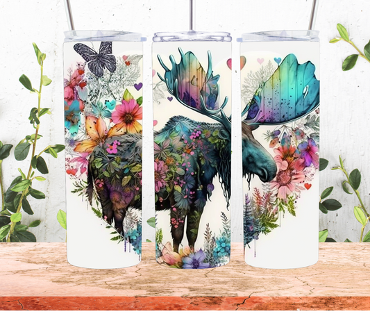 1025 Lovely Watercolor Style Flower #Moose Tumbler
