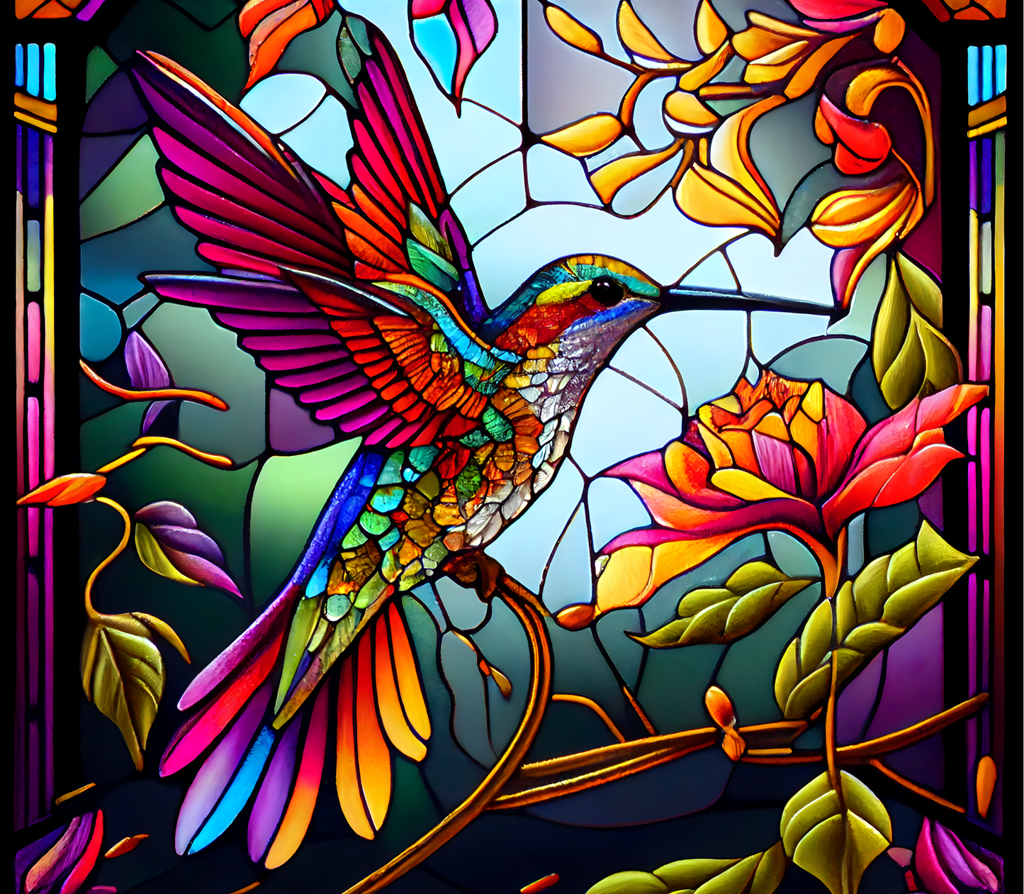 1005 Stained Glass Hummingbird Tumbler