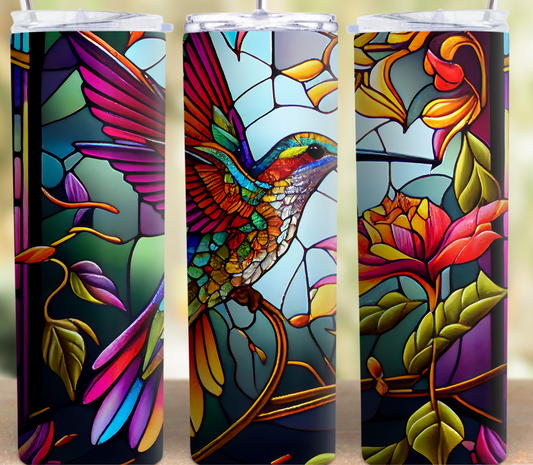 1005 Stained Glass Hummingbird Tumbler