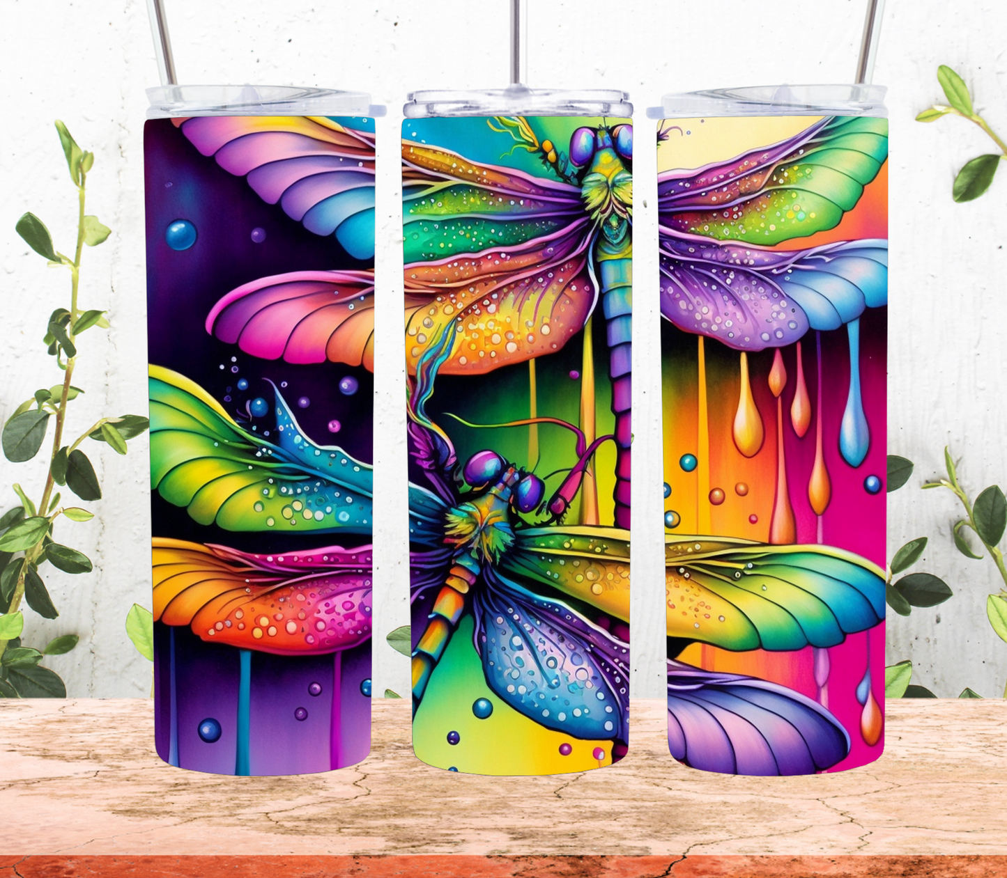 1011 Dragonfly With Drips Tumbler